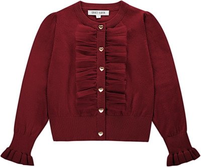 Adorable Ruffle Knit Cardigan for Girls 5-12