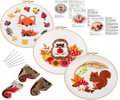 Autumn Animal Embroidery Kit for Beginners