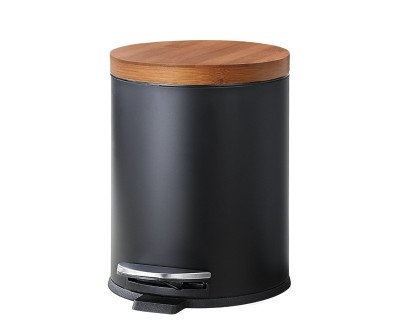 Bamboo Lid Silent Close Trash Can - 1.2 Gallon Capacity