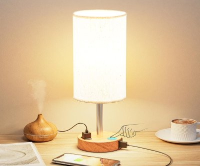 Bedside Lamp with USB Charging & Touch Control - 3-Way Dimmable