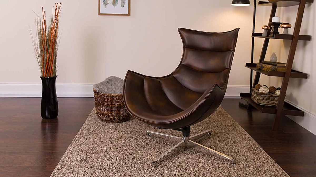 Bomber Jacket Leather Swivel Cocoon Chair