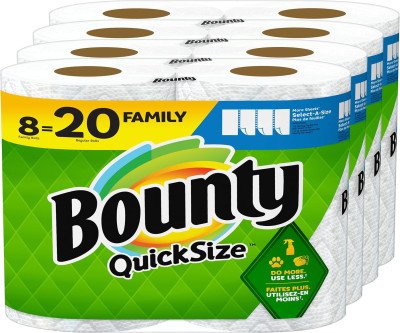 Super-Absorbent Bounty Quick Size Paper Towels - 8 Rolls = 20 Regular