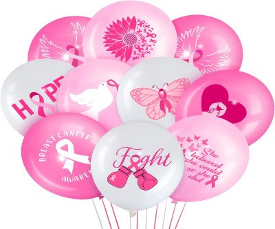 45 Pcs Breast Cancer Awareness Balloons - Show Support & Hope