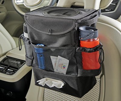 Car Trash Can Organizer - 3Gal Seatback Storage with Tissue Holder
