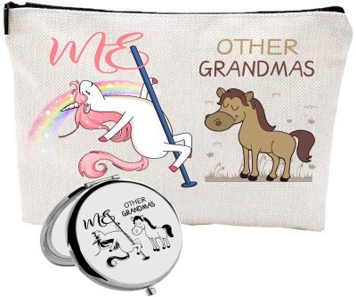 Chic Grandma Gift Set: Stylish Makeup Bag & Personalized Mirror