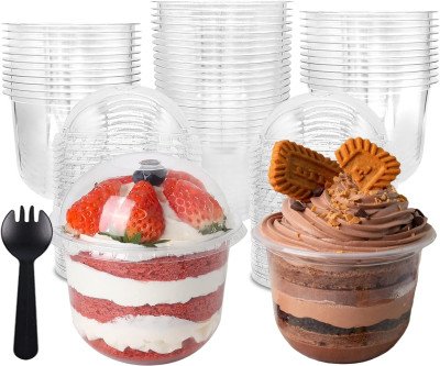Perfect Dessert Cups with Lids & Sporks - 50 Pack