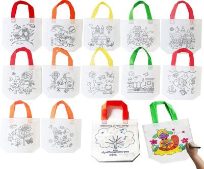 Color-Your-Own Eco Party Bags - 24 Pack of Artistic Goodie Bags