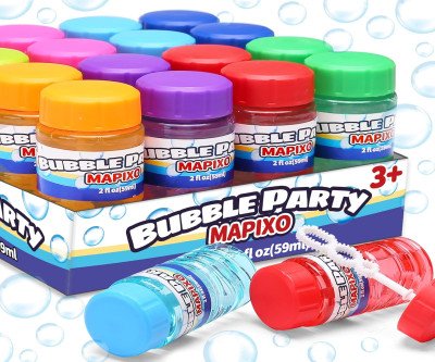 Colorful Bubble Party Favors - 16 Pack with Attached Wands