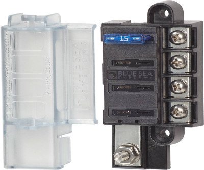 Compact 4-Circuit Fuse Block with Cover - 100A Protection