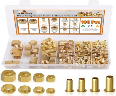180-Piece Compression Fitting Kit - Complete Brass Set for Any Project