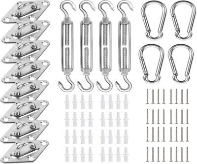 Complete Shade Sail Hardware Kit - 80 Pcs Premium Stainless Steel