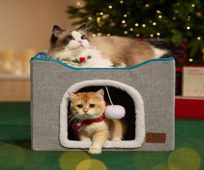 Cozy Cat Cave Hideaway with Scratching Post - Indoor Pet Haven