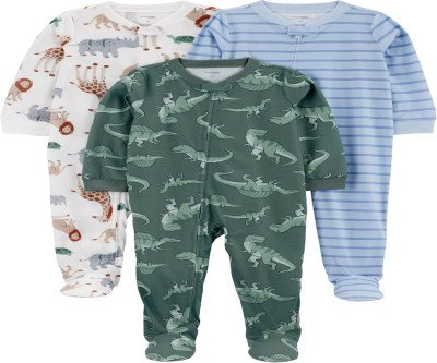 Cozy & Safe Baby Boy Pajamas - 3-Pack Footed Fleece Sleepers