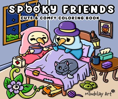 Cozy Spooky Friends Coloring Book for Adults & Teens