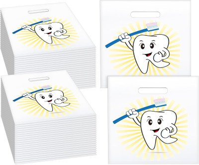 Cute Tooth Gift Bags - 300 Pack with Handles