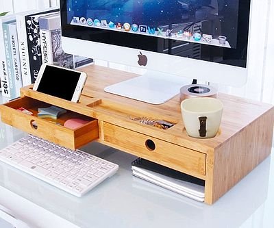 Desktop Monitor Stand Riser With Drawers