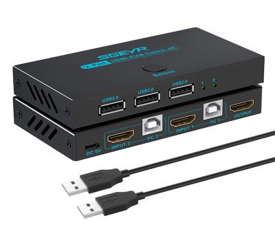 Dual Computer HDMI KVM Switch: One Monitor Control