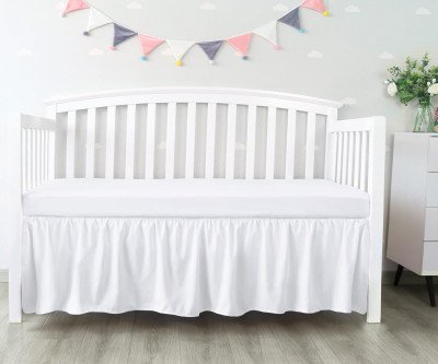 Easy-Fit Pleated Crib Dust Ruffle in Soft White