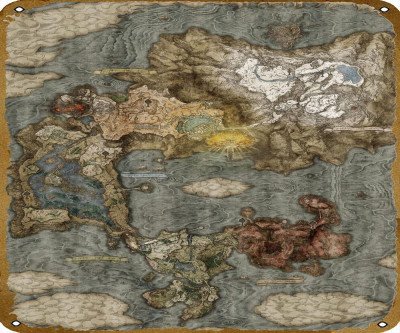 Elden Ring Map Tin Sign: Gamer's Wall Display