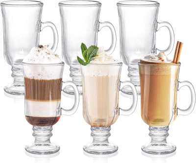 Elegant Glass Coffee Mugs - Set of 6 for Perfect Hot & Cold Beverages