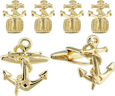 Elegant Silver & Gold Cufflinks with Studs Set