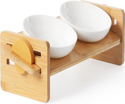 Elevated Cat Bowls: 15° Tilt for Comfortable Feeding