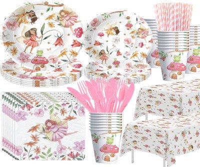 Enchanted Fairy Party Supplies - Complete Tableware Set for 24