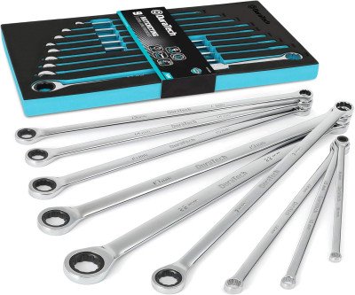 Extra Long Ratcheting Wrench Set - 9-Piece Metric Tool Kit