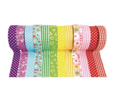 Fabric Tape Set: Stick & Create with 12 Colorful Patterns