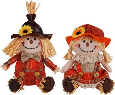 Cozy Fall Scarecrow Decor: Handmade Plush Tabletop Centerpieces