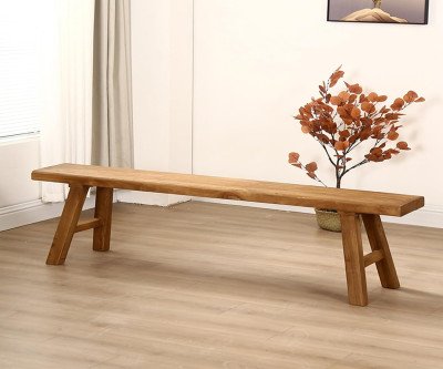 Farmhouse Wooden Bench - Natural Wood Entryway & Dining Seating