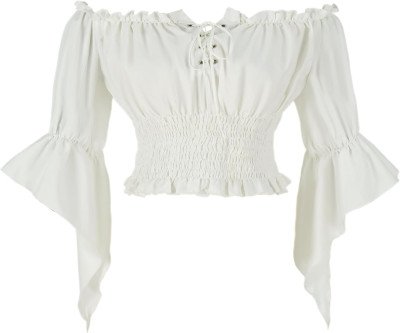 Flirty Renaissance Peasant Blouse with Off-Shoulder Design