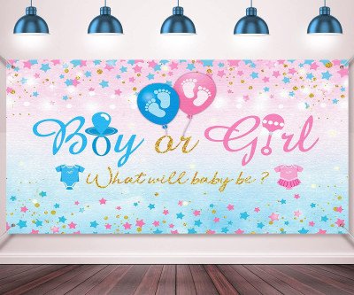 Gender Reveal Backdrop: Boy or Girl Photo Booth Banner