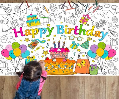 Giant Birthday Coloring Poster - Fun Party Activity for Kids