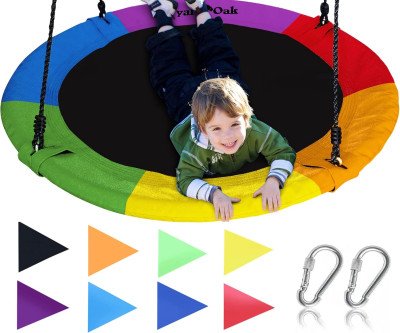 Giant Rainbow Saucer Swing: Safe Outdoor Fun for the Whole Family