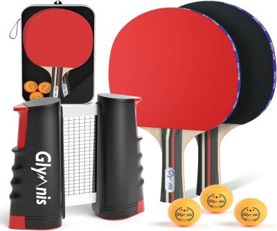 Glymnis Ping Pong Paddles Set with Balls & Case