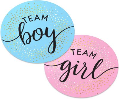 Gold Gender Reveal Stickers - 80 Count for Baby Showers & Voting Games