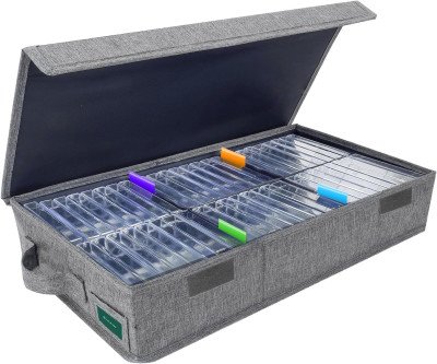Gray Cassette Organizer Holds 48 Tapes Neatly