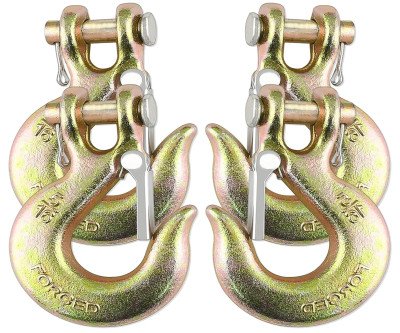 14K LB Safety Latch Clevis Hooks for Heavy Chains - 4 Pack