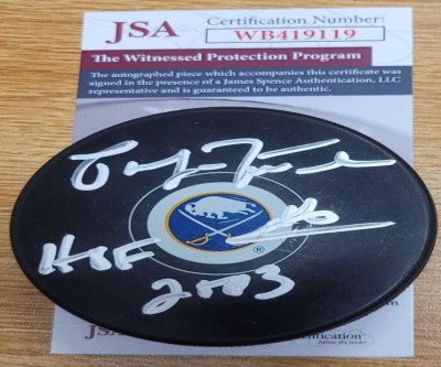 HOF Legend: Signed Pat Lafontaine Buffalo Sabres Puck