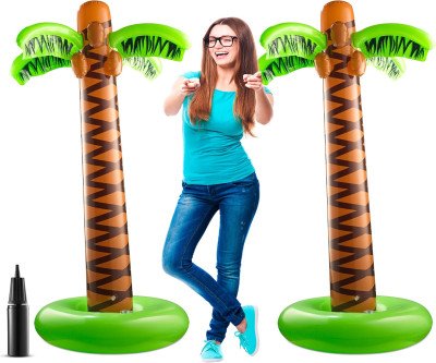 Tropical Party Magic: 5.5 Ft Inflatable Palm Trees - Pack of 2