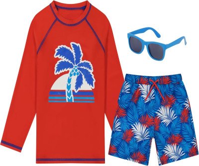 Complete Sun Protection Swim Set for Kids - Rash Guard, Shorts & Sunglasses