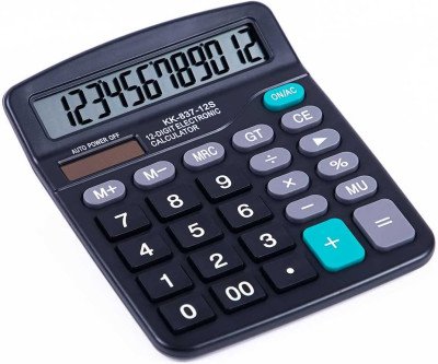 Large Display Calculator: 12-Digit Solar & Battery Powered