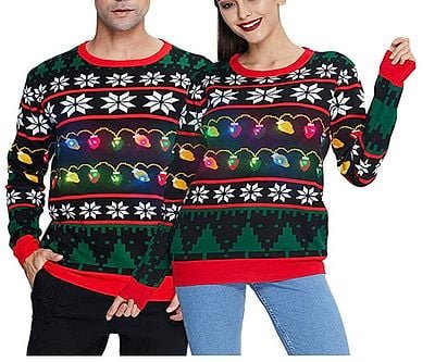 Light Up Couples Tacky Christmas Sweater