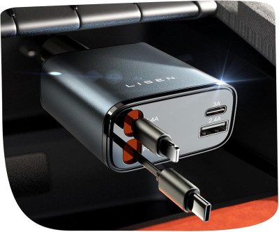 Charge On-the-Go with LISEN Retractable Car Charger