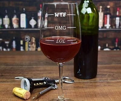 LOL OMG WTF Wine Glass