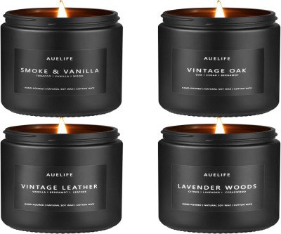 Masculine Scented Candle Set - 4 Manly Fragrances for Home