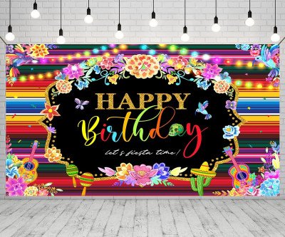 Mexican Fiesta Birthday Banner - 5x3.3ft