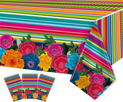 Vibrant Mexican Fiesta Tablecloths - 3 Pack Party Covers