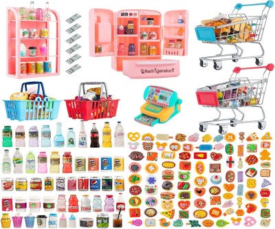 Mini Supermarket Set - Complete Dollhouse Grocery Store Accessory